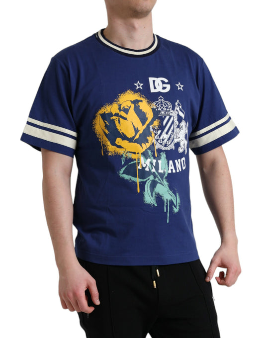 Cobalt Blue Cotton Crew Neck T-Shirt