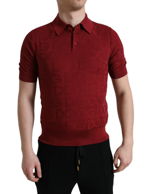 Elegant Maroon Silk Polo Tee