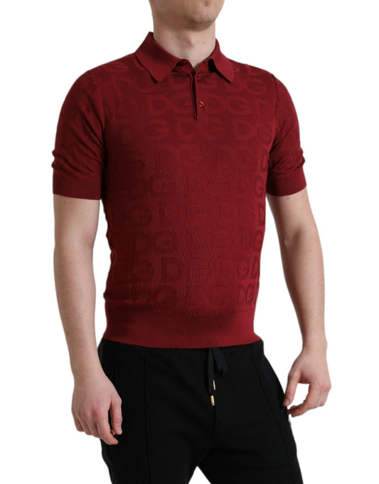 Elegant Maroon Silk Polo Tee