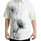 Elegant Floral Printed Silk Polo T-Shirt