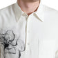 Elegant Floral Printed Silk Polo T-Shirt