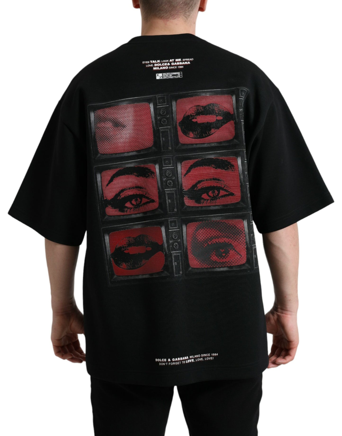 Round Neck Tee with Stylish Eyes Print