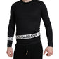 Elegant Black Cotton Sweater with Logo Detail