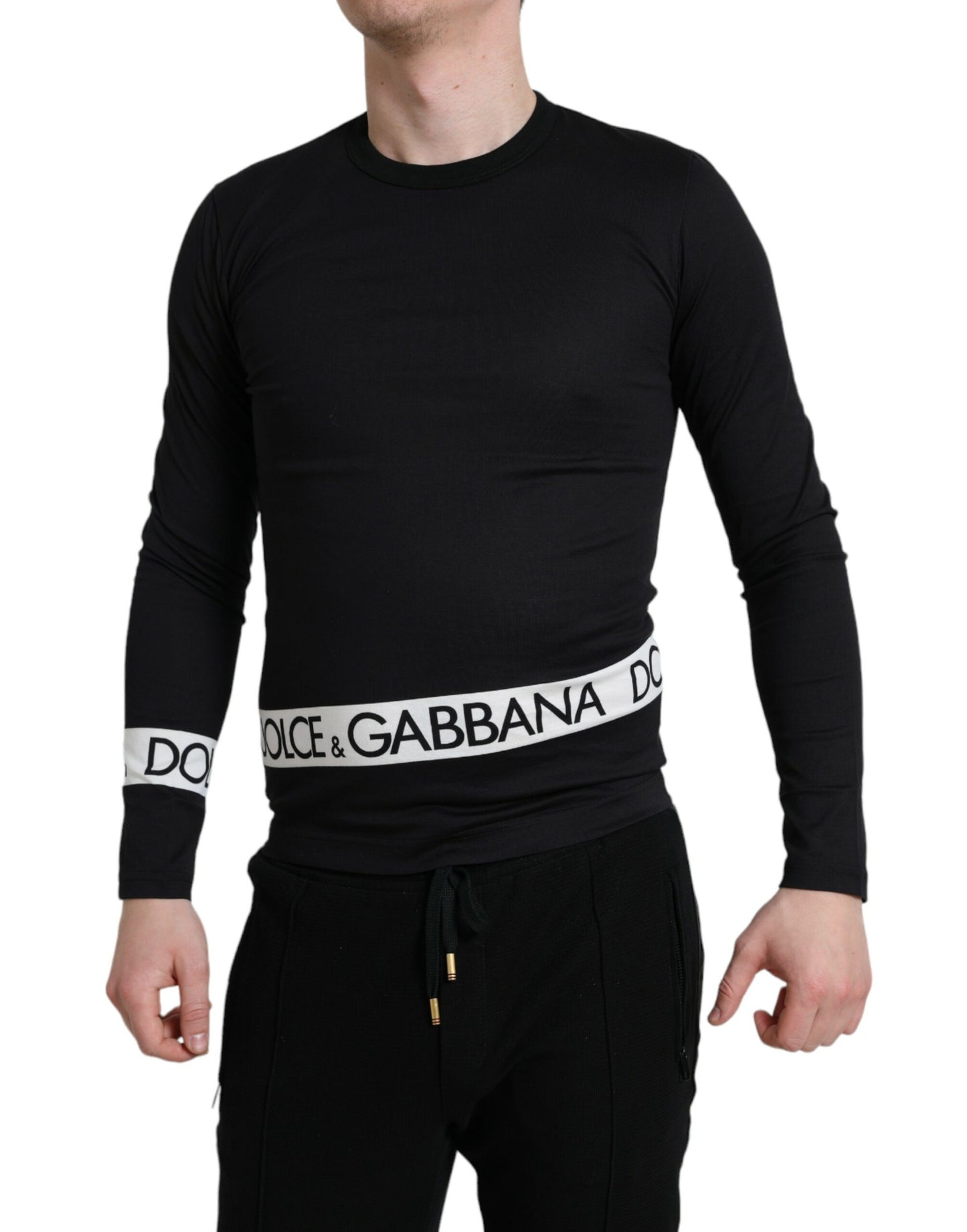 Elegant Black Cotton Sweater with Logo Detail