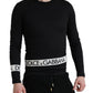 Elegant Black Cotton Sweater with Logo Detail