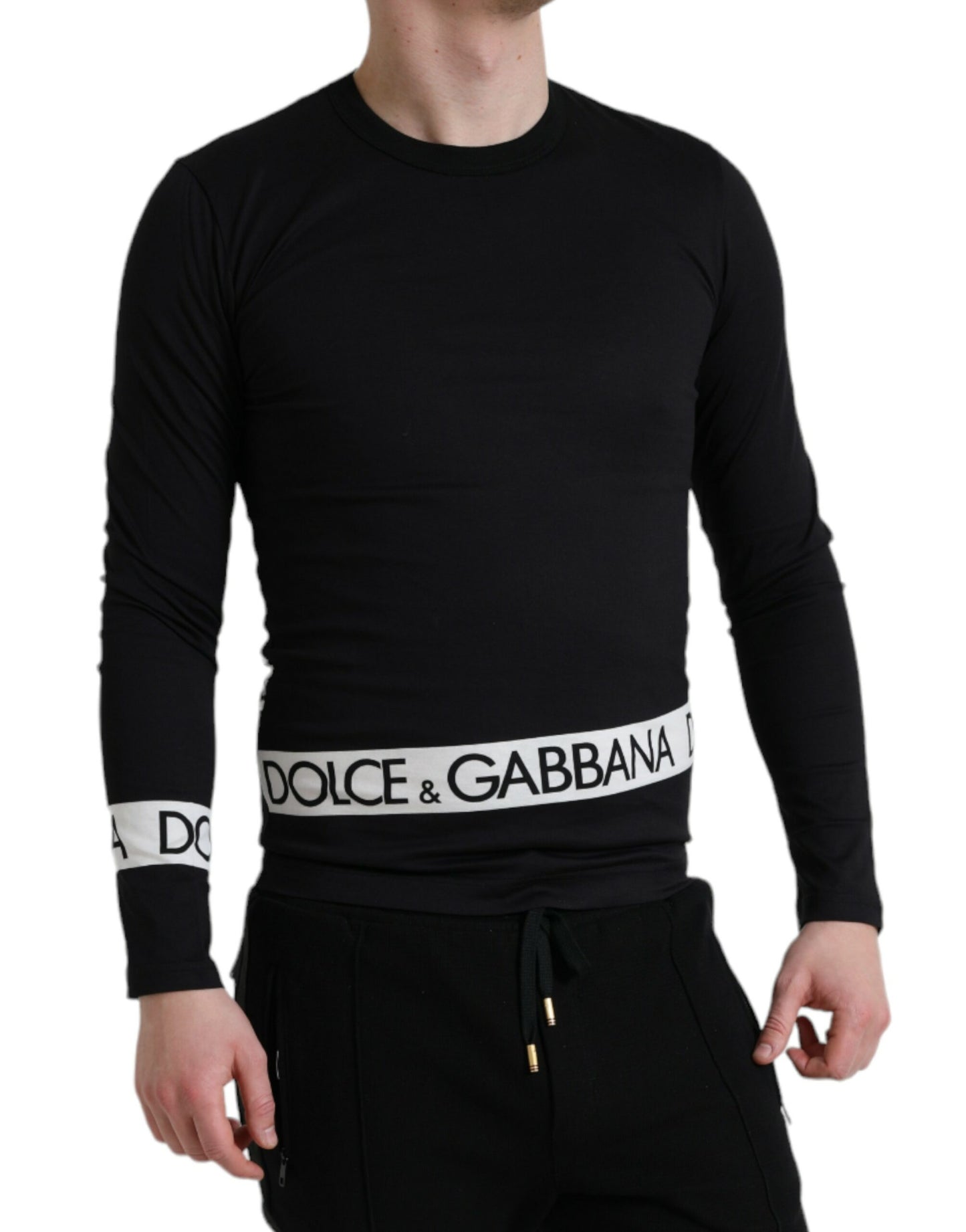 Elegant Black Cotton Sweater with Logo Detail