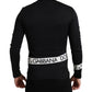 Elegant Black Cotton Sweater with Logo Detail