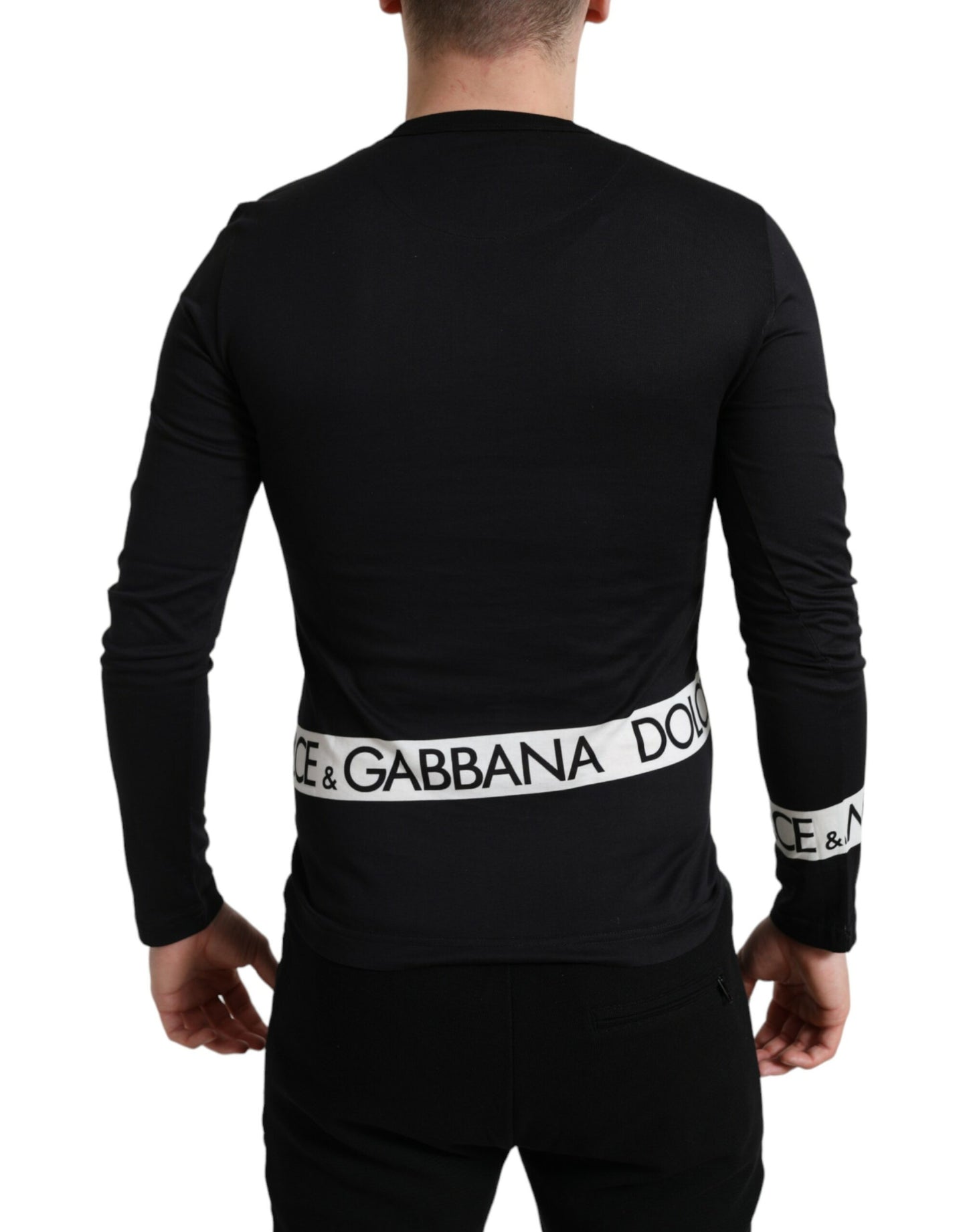 Elegant Black Cotton Sweater with Logo Detail