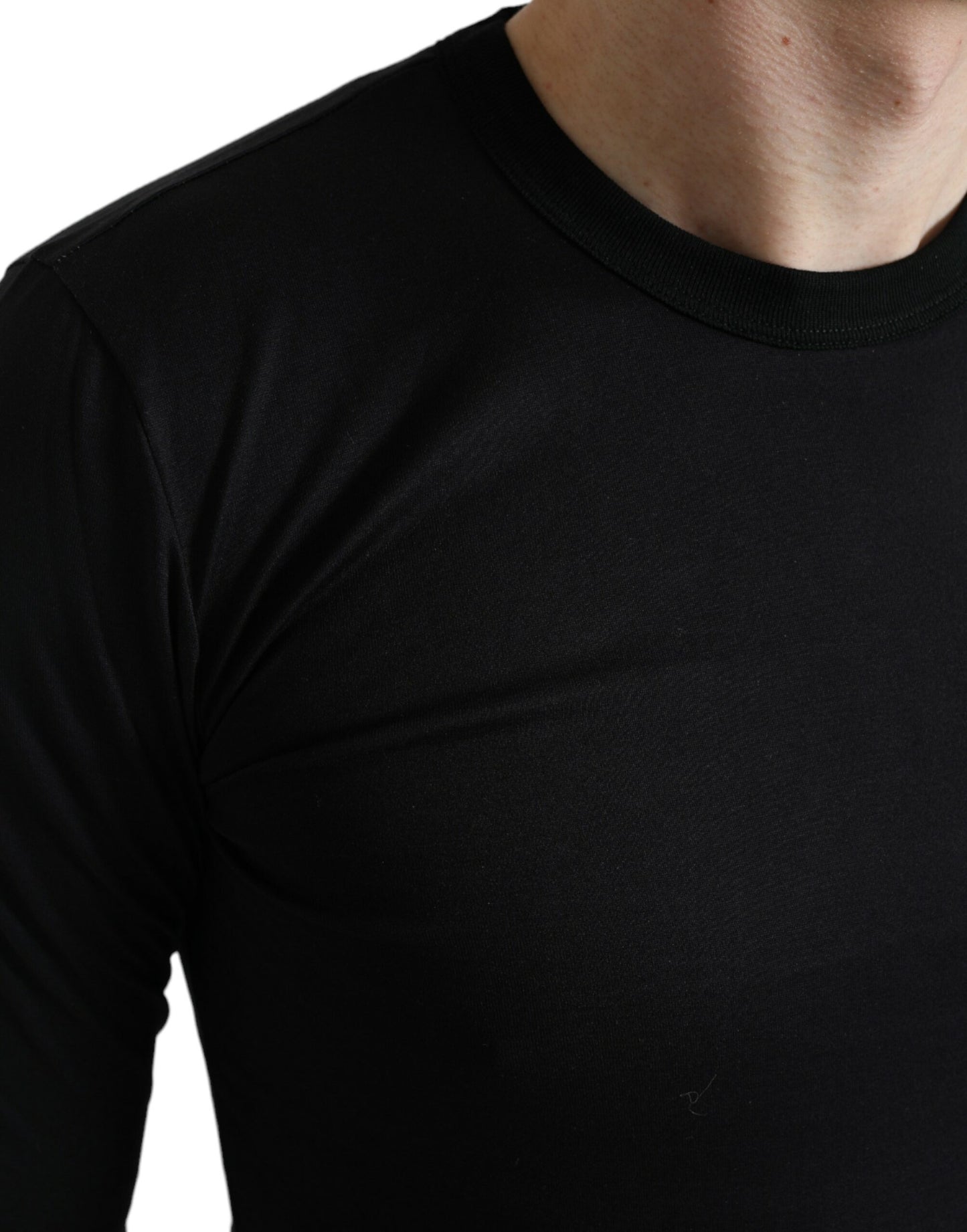 Elegant Black Cotton Sweater with Logo Detail