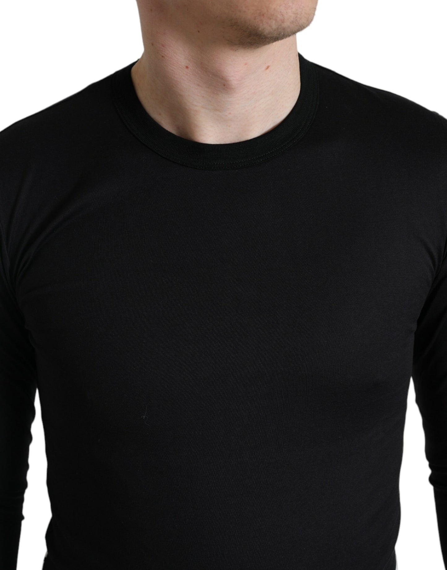 Elegant Black Cotton Sweater with Logo Detail