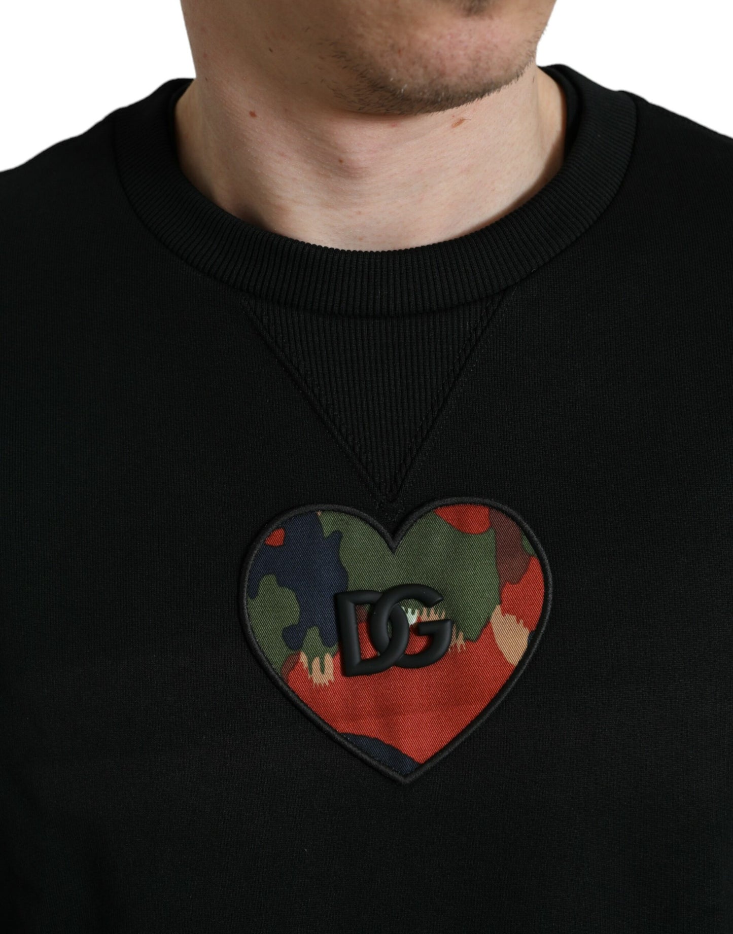 Elegant Cotton Crewneck Sweater With Logo Patch