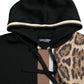 Elegant Leopard Print Wool Hooded Sweater