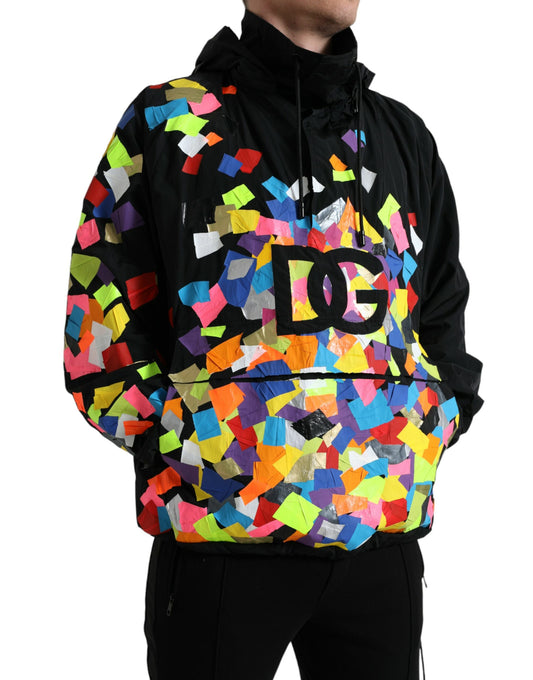 Elegant Multicolor Printed Nylon Hoodie