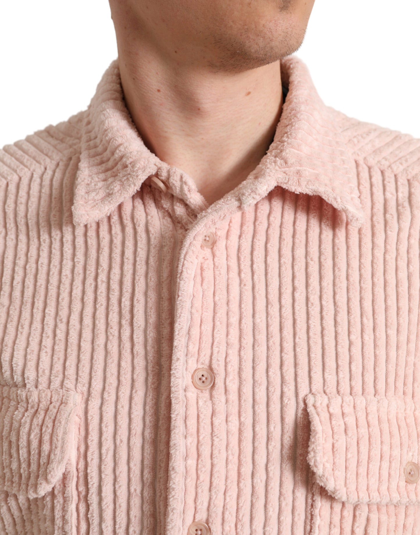Elegant Cotton Shirt Sweater in Pink