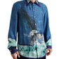Elegant Ocean Print Silk Shirt