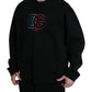 Elegant Cotton Crew Neck Sweater with Logo Embroidery