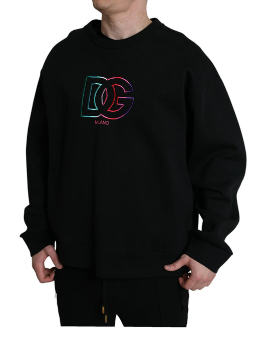 Elegant Cotton Crew Neck Sweater with Logo Embroidery