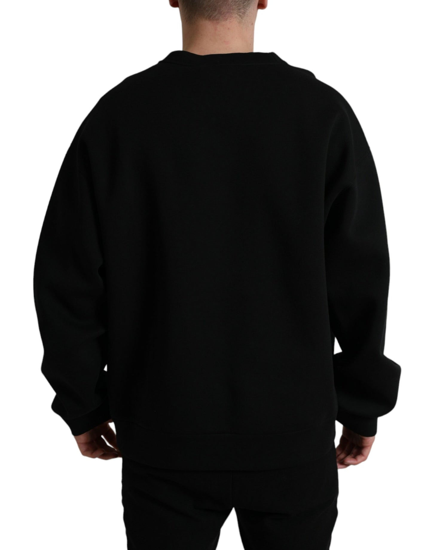 Elegant Cotton Crew Neck Sweater with Logo Embroidery