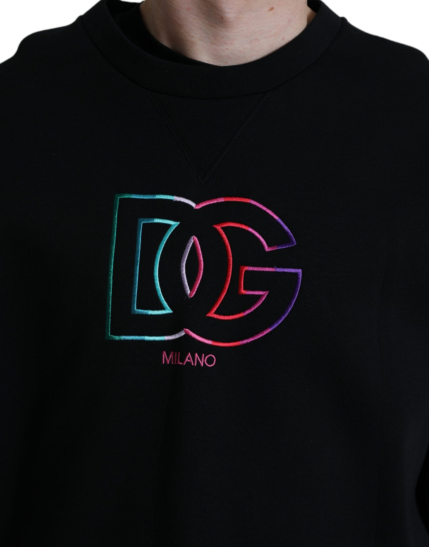 Elegant Cotton Crew Neck Sweater with Logo Embroidery