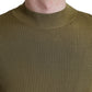 Army Green Viscose Crew Neck Sweater