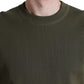 Green Cotton Crew Neck Men Pullover Sweater