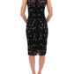 Elegant Black Floral Lace Crystal Dress