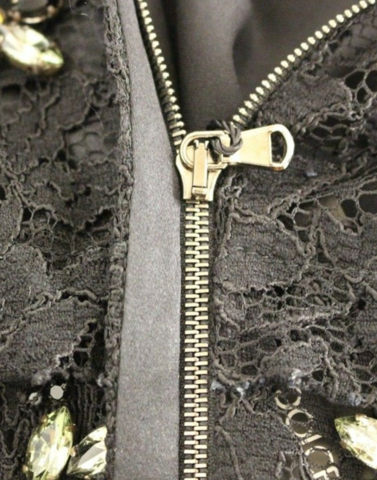 Elegant Black Floral Lace Crystal Dress