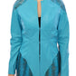 Exquisite Blue Leather Jacket with Snake Print Detail