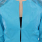 Exquisite Blue Leather Jacket with Snake Print Detail