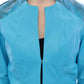 Exquisite Blue Leather Jacket with Snake Print Detail
