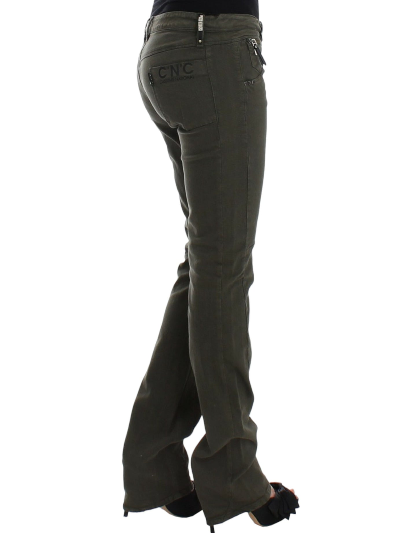 Chic Green Slim Leg Designer Jeans