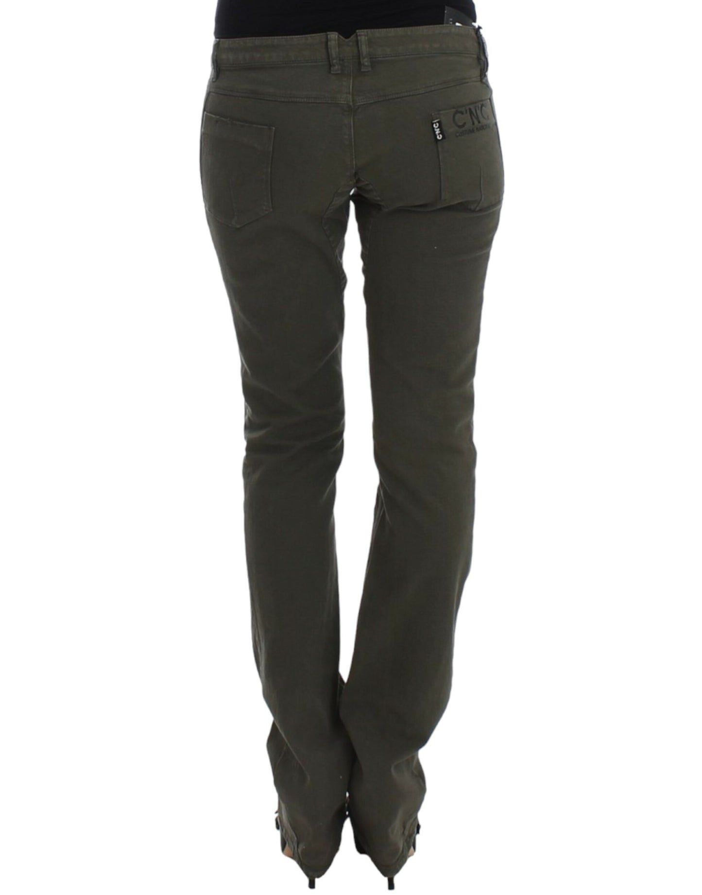 Chic Green Slim Leg Designer Jeans