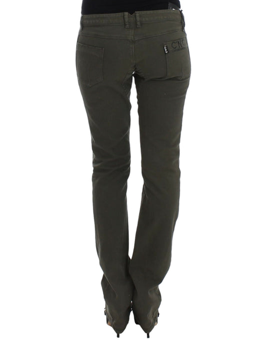 Chic Green Slim Leg Designer Jeans