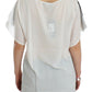 Chic White V-Neck Motive Print Tee