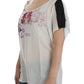 Chic White V-Neck Motive Print Tee