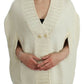 Elegant White Knitted Cape-Cardigan Hybrid