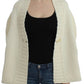 Elegant White Knitted Cape-Cardigan Hybrid