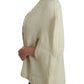 Elegant White Knitted Cape-Cardigan Hybrid