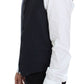 Elegant Blue Wool Blend Dress Vest