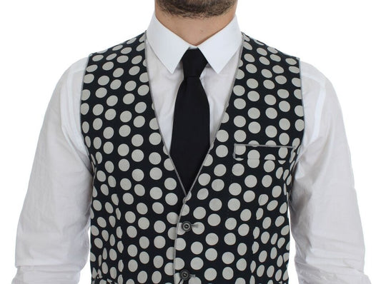 Elegant Blue Dotted Dress Vest