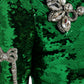Elegant Below Knee Green Embroidered Dress