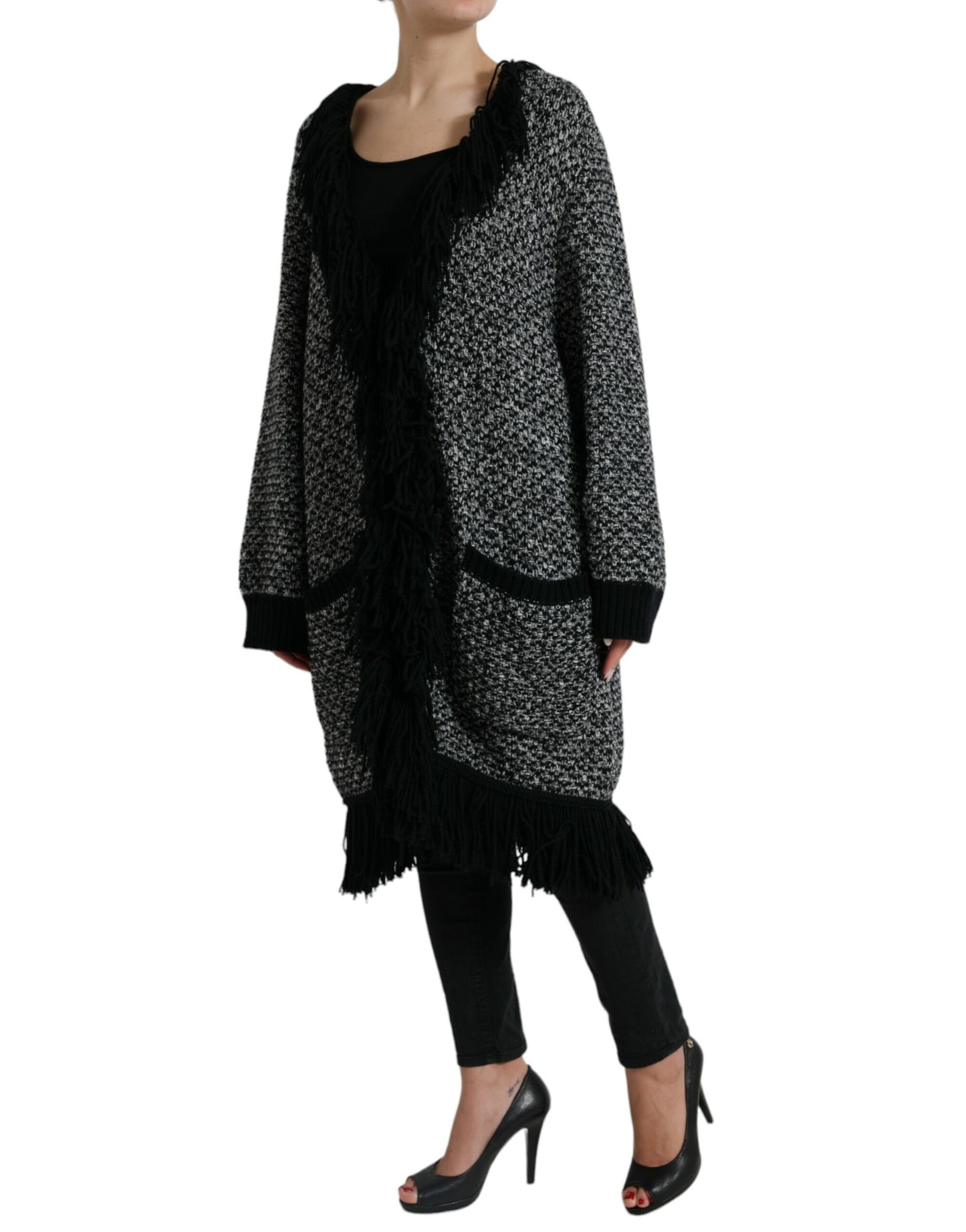 Elegant Cashmere Long Cardigan Cape