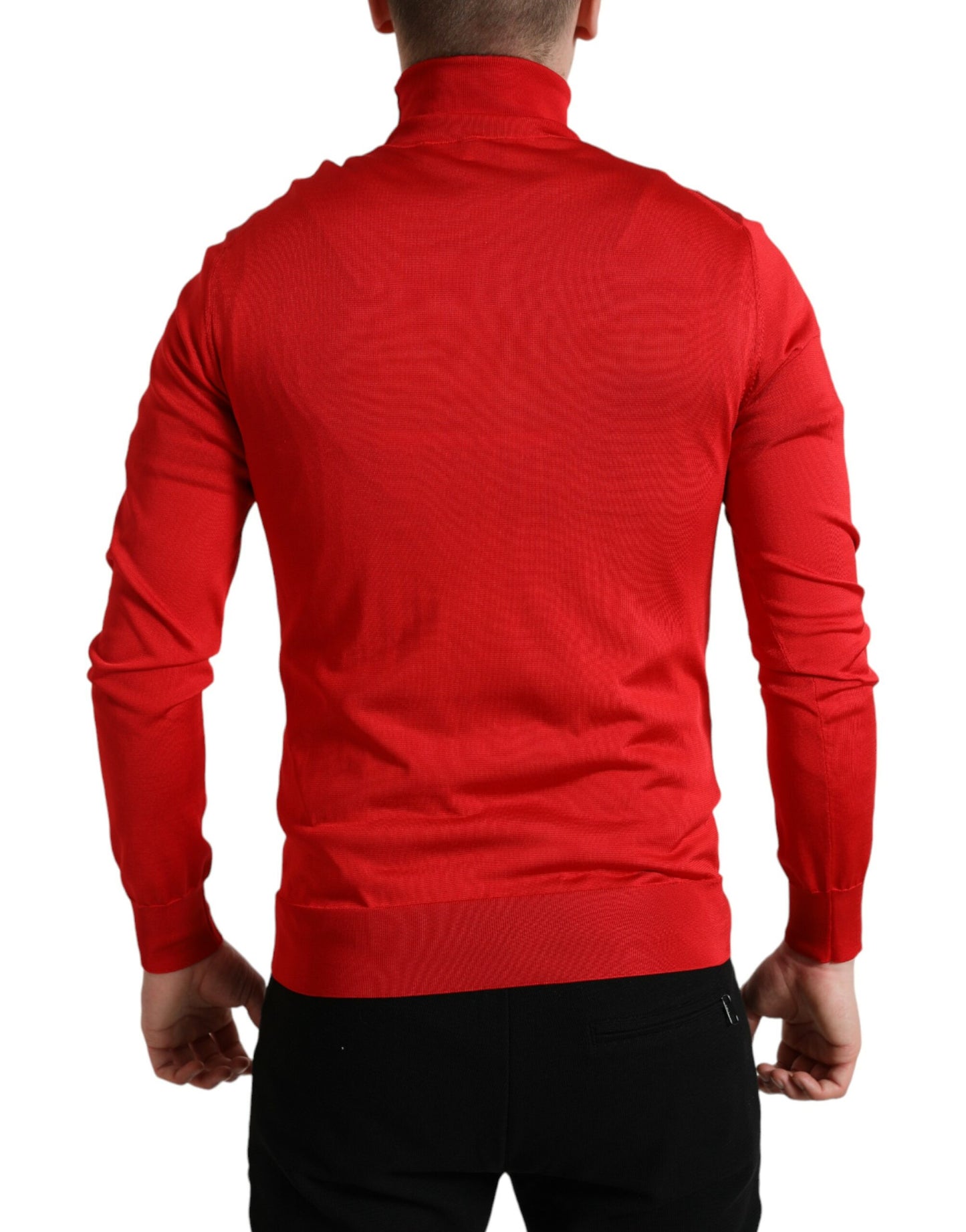 Elegant Silk Turtleneck Sweater in Red