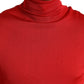 Elegant Silk Turtleneck Sweater in Red