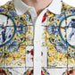 Elegant Majolica Pattern Polo Long Sleeve Shirt