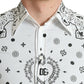 White Cotton Bandana Print Dress Shirt