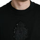 Elegant Black Cotton Pullover Sweater