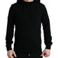 Elegant Black Cashmere Hooded Sweater
