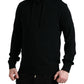 Elegant Black Cashmere Hooded Sweater