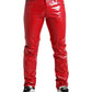 Sleek Red Glossy Skinny Pants